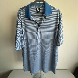 Footjoy Men’s Medium Blue Striped Performance Golf Polo